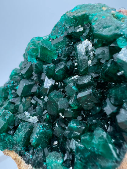 Dioptase Crystal Specimen. High Quality Flashy Mineral From The Congo. Gorgeous Colors And Cubes.