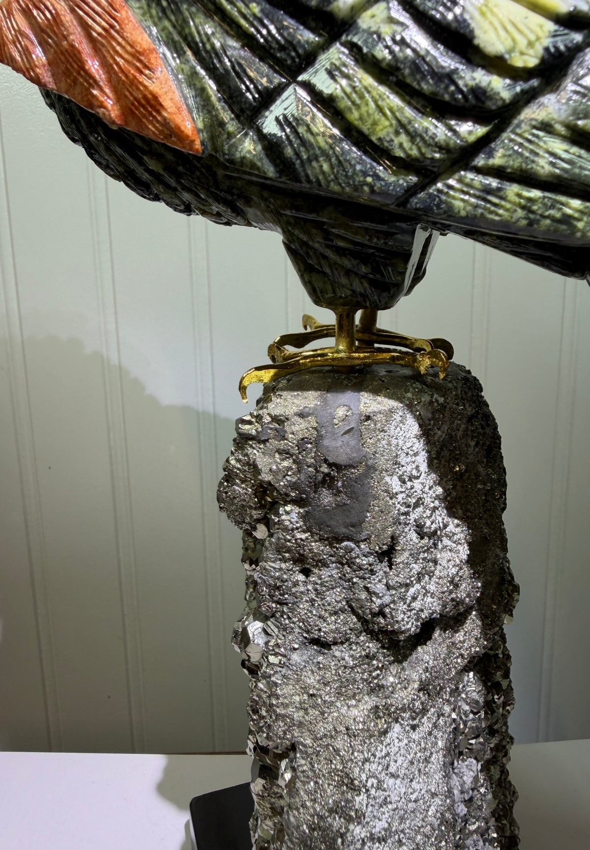 Hand Carved Crystal Parrot From Peru. Extra Large High Quality Display Crystal. Hand Crafted By Local Artisans