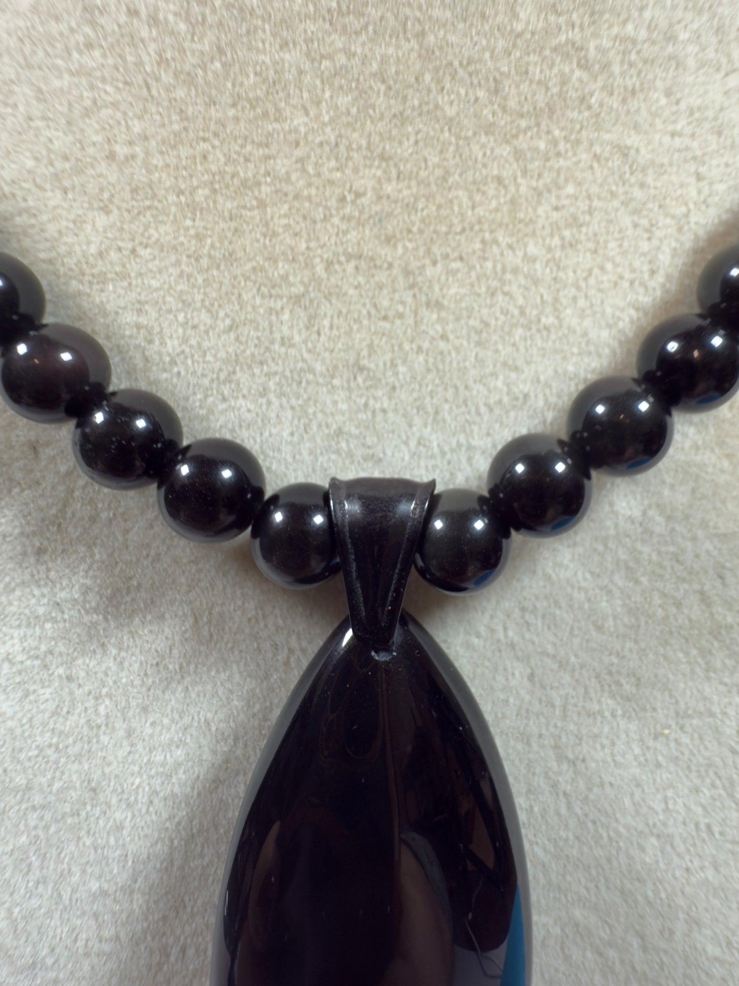 Rainbow Obsidian Pendant. Gorgeous Teardrop Cabochon. Custom Made Beaded Necklace. High Quality Jewelry