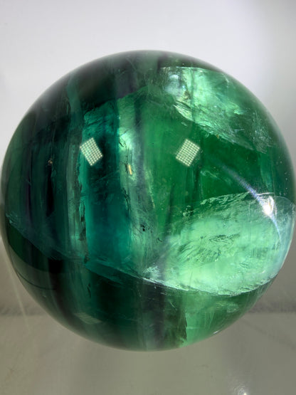 Green-Blue Fluorite Sphere. 63mm. Beautiful Display Sphere With Big Rainbows. Stunning Color Combinations