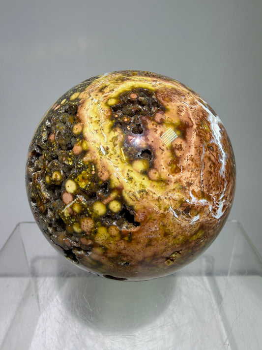 Ocean Jasper Sphere. 72mm. Very Flashy Druzy Sphere. High Quality Stunning Display Crystal