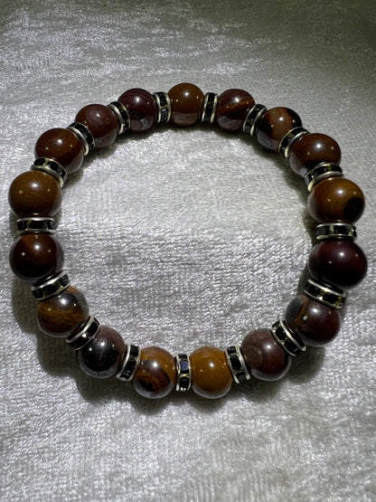 Tiger Iron Crystal Bead Bracelet. 10mm. Gorgeous Rare Crystal Bracelet With Amazing Spacers.