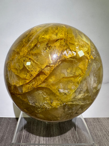 Dendritic Golden Healer Sphere. Huge Display Sphere. 127mm, 6.6 lbs. High Quality With Amazing Dendritic Inclusions.