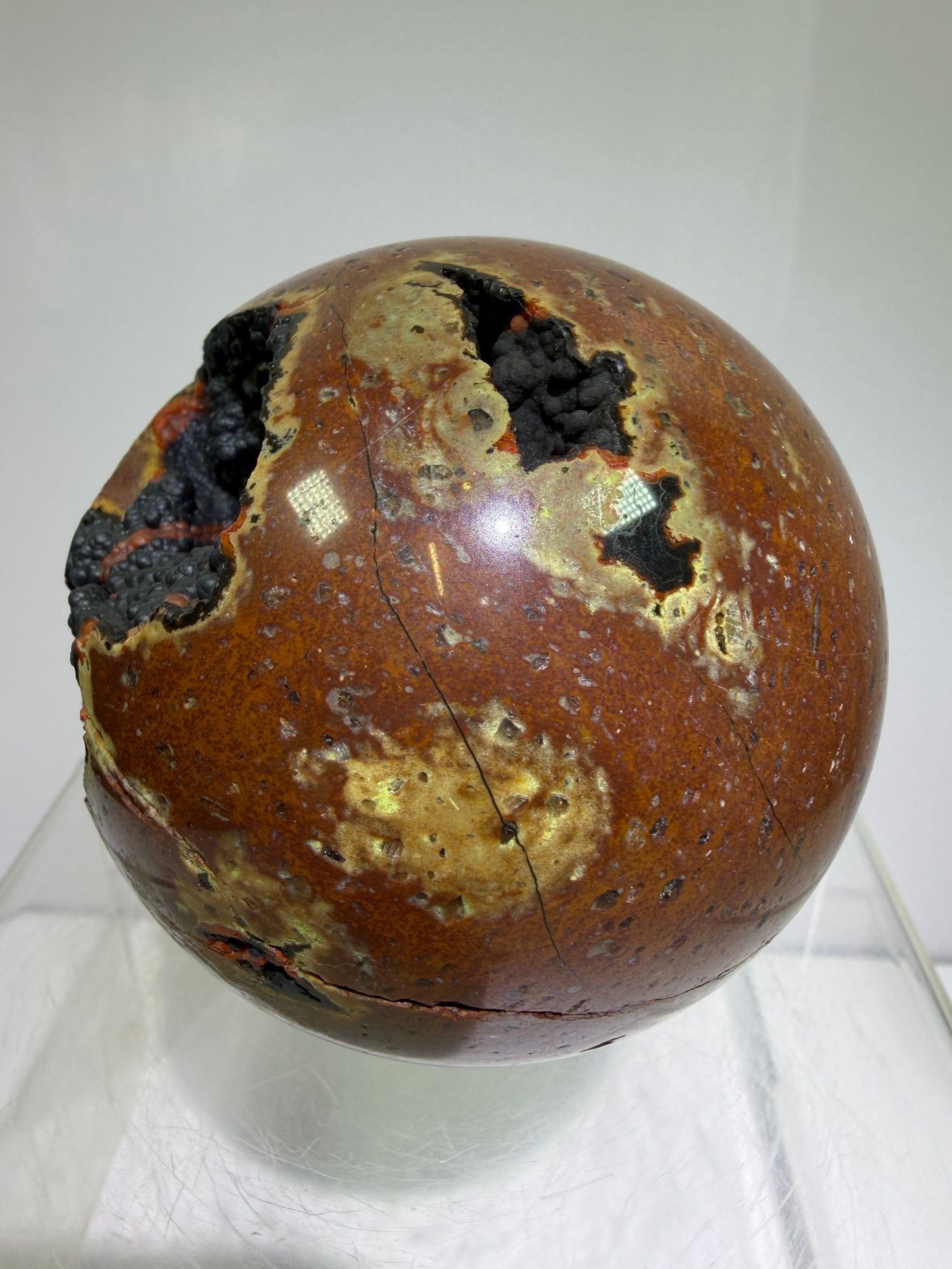Red Fox Agate Sphere. 77mm. High Quality Druzy Crater Agate From Turkey. Stunning Rare Botryoidal Nodules