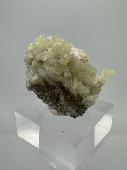 Prehnite Specimen From Morocco. Stunning Light Green Crystal Clusters. Gorgeous Mineral Display