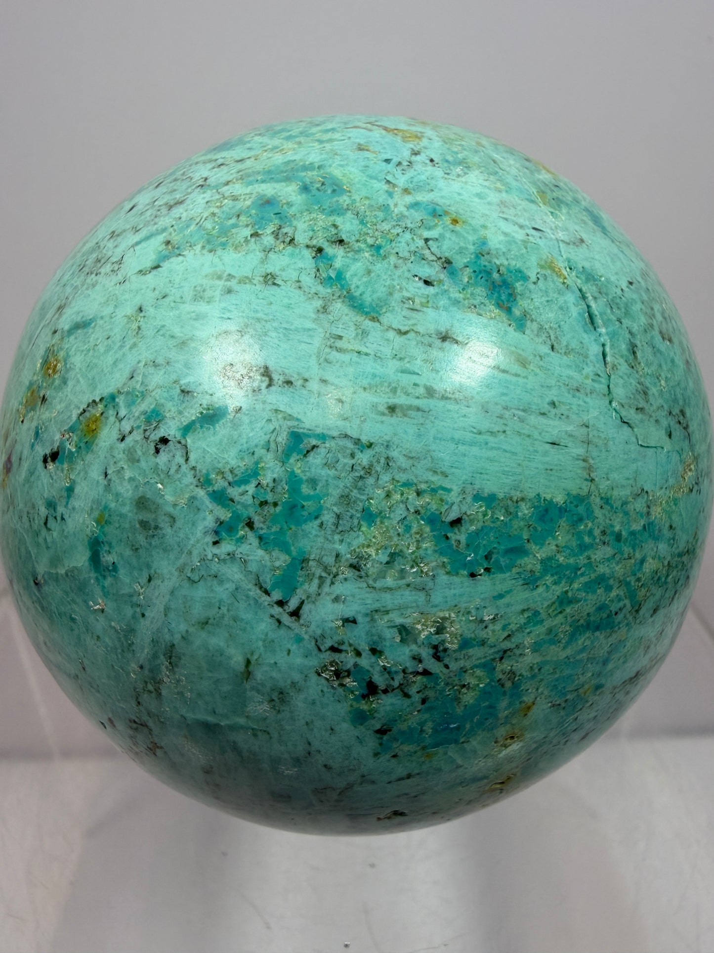 Chrysocolla Turquoise Sphere. 68mm. Beautiful Peruvian Turquoise. Amazing Display Sphere