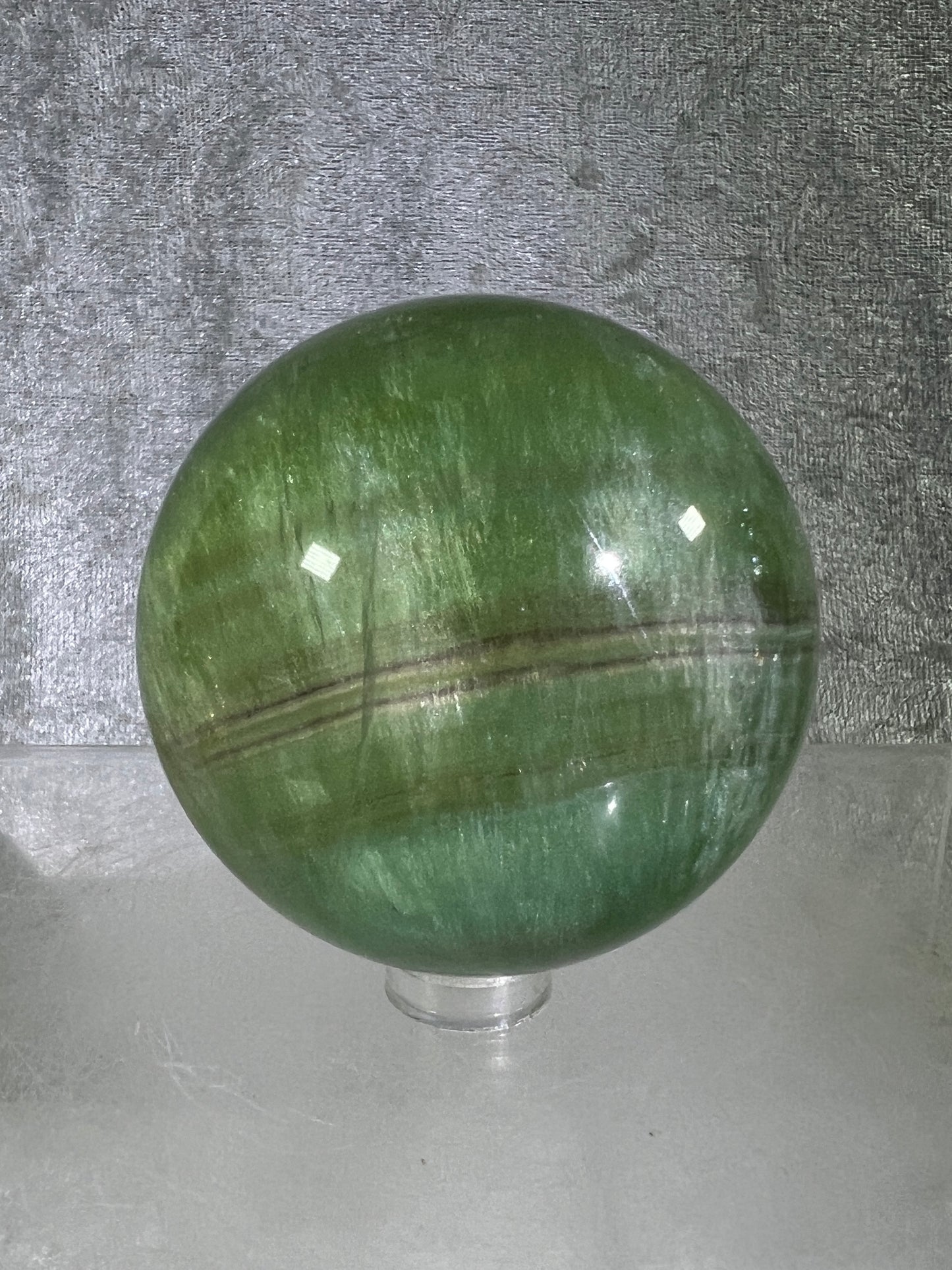 Green Candy Fluorite Sphere. Gorgeous High Quality Crystal. Amazing Clear Light Green Fluorite.