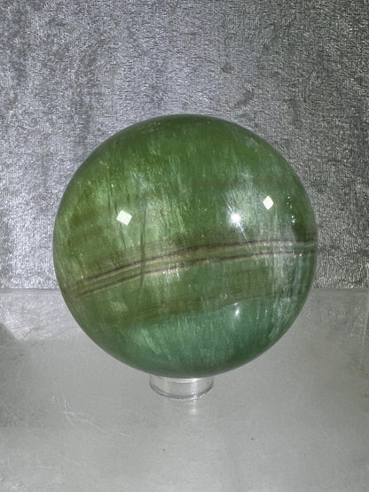 Green Candy Fluorite Sphere. Gorgeous High Quality Crystal. Amazing Clear Light Green Fluorite.