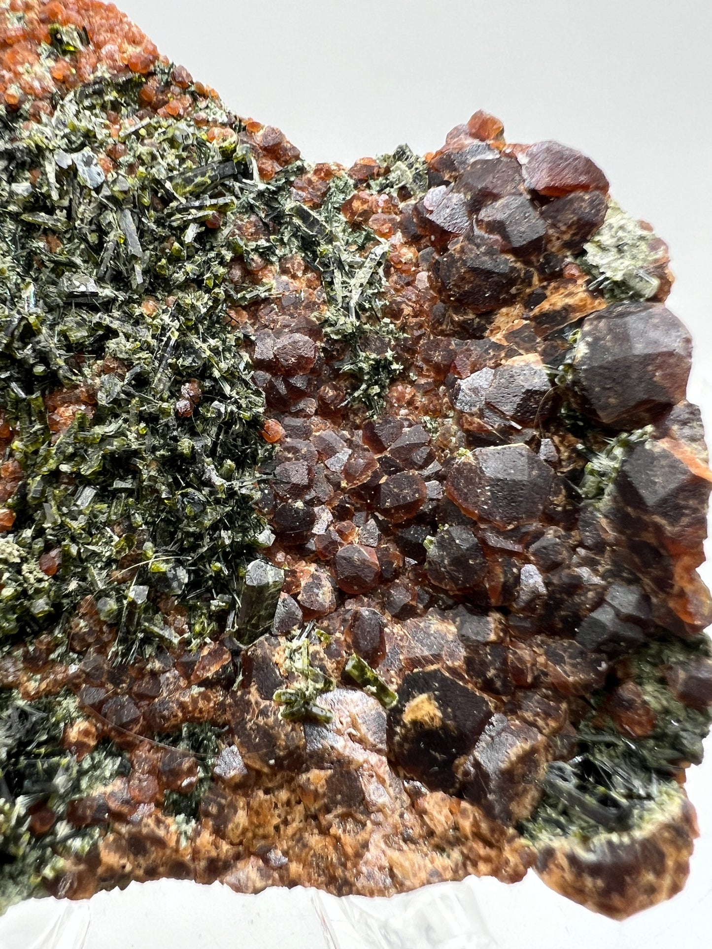 Epidote And Spessartite Garnet Specimen. Gorgeous Colors With Amazing Crystals.