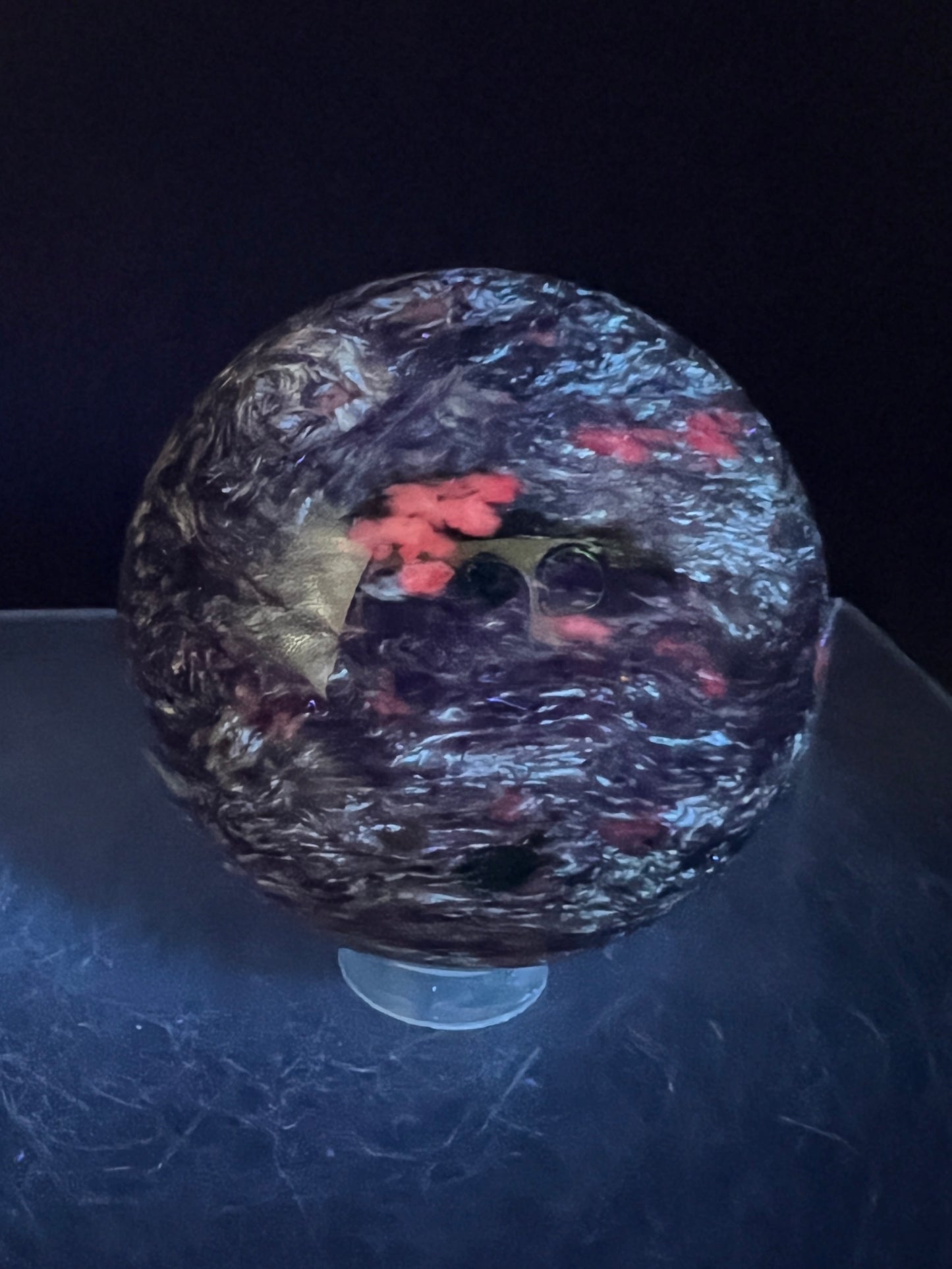 Charoite Crystal Sphere. 49mm. High Quality Beautiful Crystal. Amazing Patterns And Flash. Stunning UV Reaction.