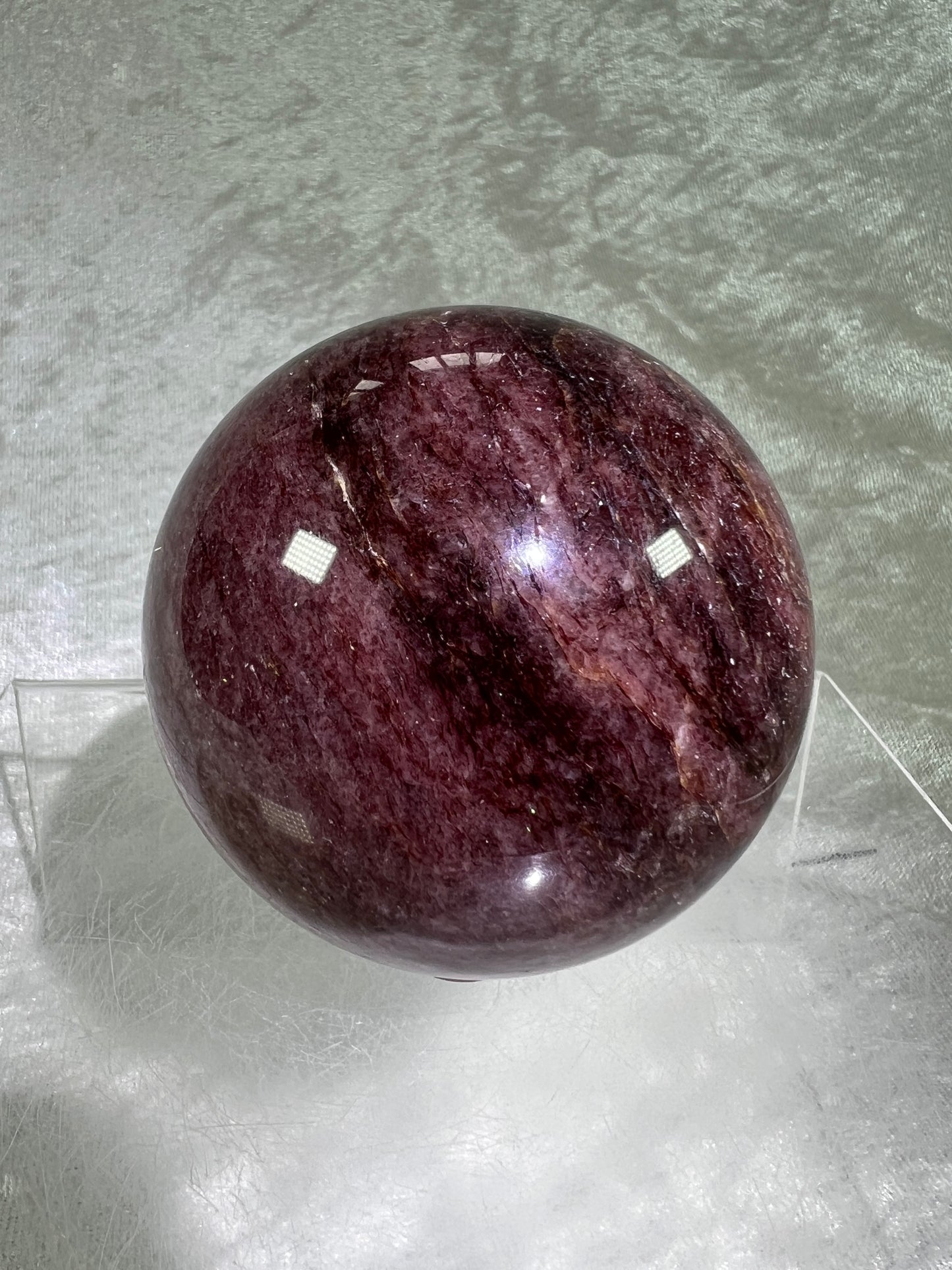Strawberry Quartz Sphere. 71mm. High Quality Rare Quartz From Brazil. Gorgeous Mica Flash.
