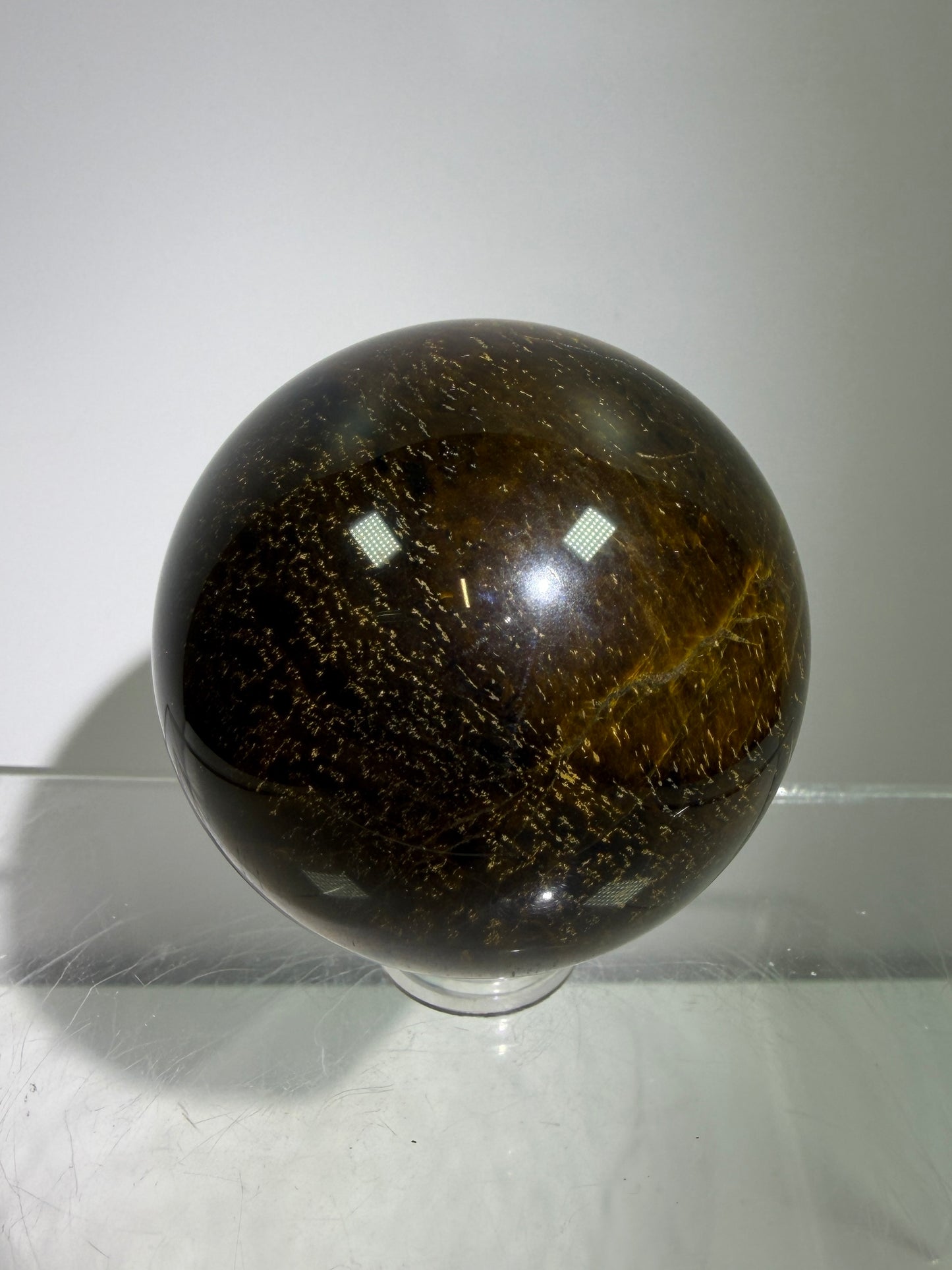 Blue Tigers Eye Sphere. Rare Blue And Gold Hawks Eye Crystal. Beautiful Colors And Flash