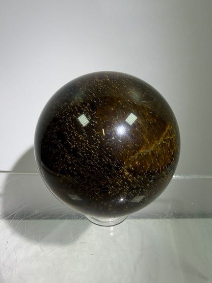 Blue Tigers Eye Sphere. Rare Blue And Gold Hawks Eye Crystal. Beautiful Colors And Flash