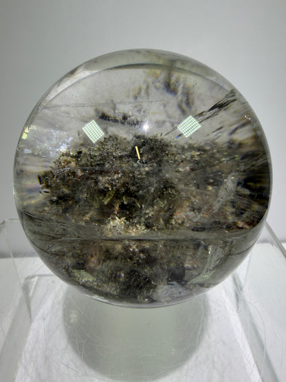 Garden Quartz Lodolite Sphere. 70mm. High Quality Landscape Quartz. Beautiful Large Display Sphere