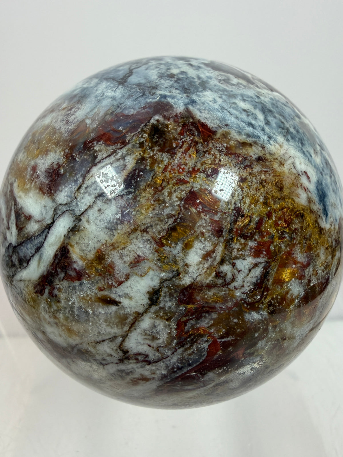 Pietersite Crystal Sphere. 66mm. Stunning Red And Blue Pietersite Crystal. High Quality Rare Display Sphere.