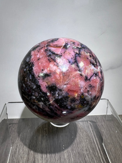 Strawberry Pink Opal Sphere From Peru. 60mm. Gorgeous Bright Colors And Patterns. Amazing Rare Display Crystal.