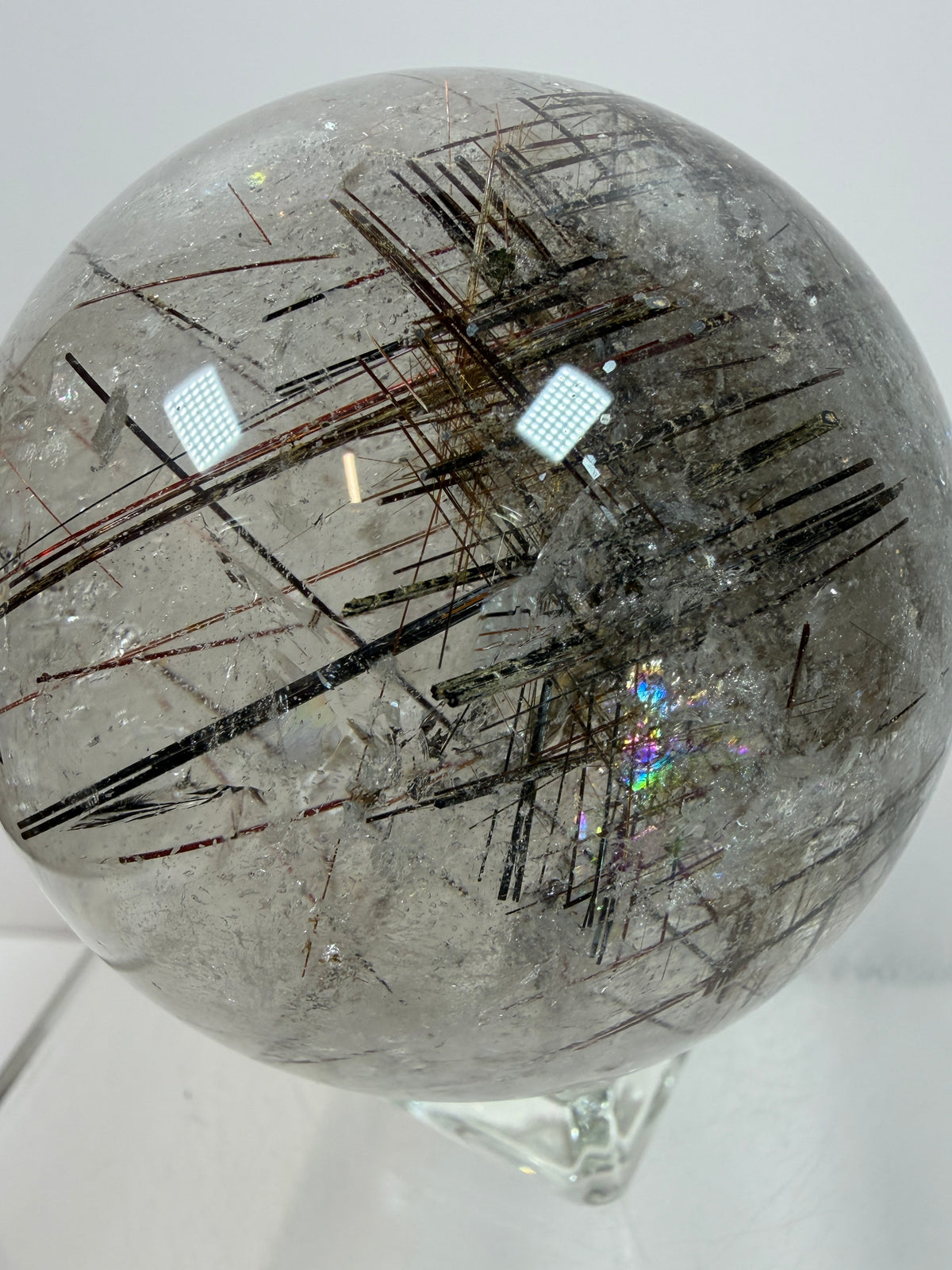 Rutile Quartz Sphere. 65mm. Crazy Rutile Plate Inclusion. High Quality Golden Rutilated Quartz.