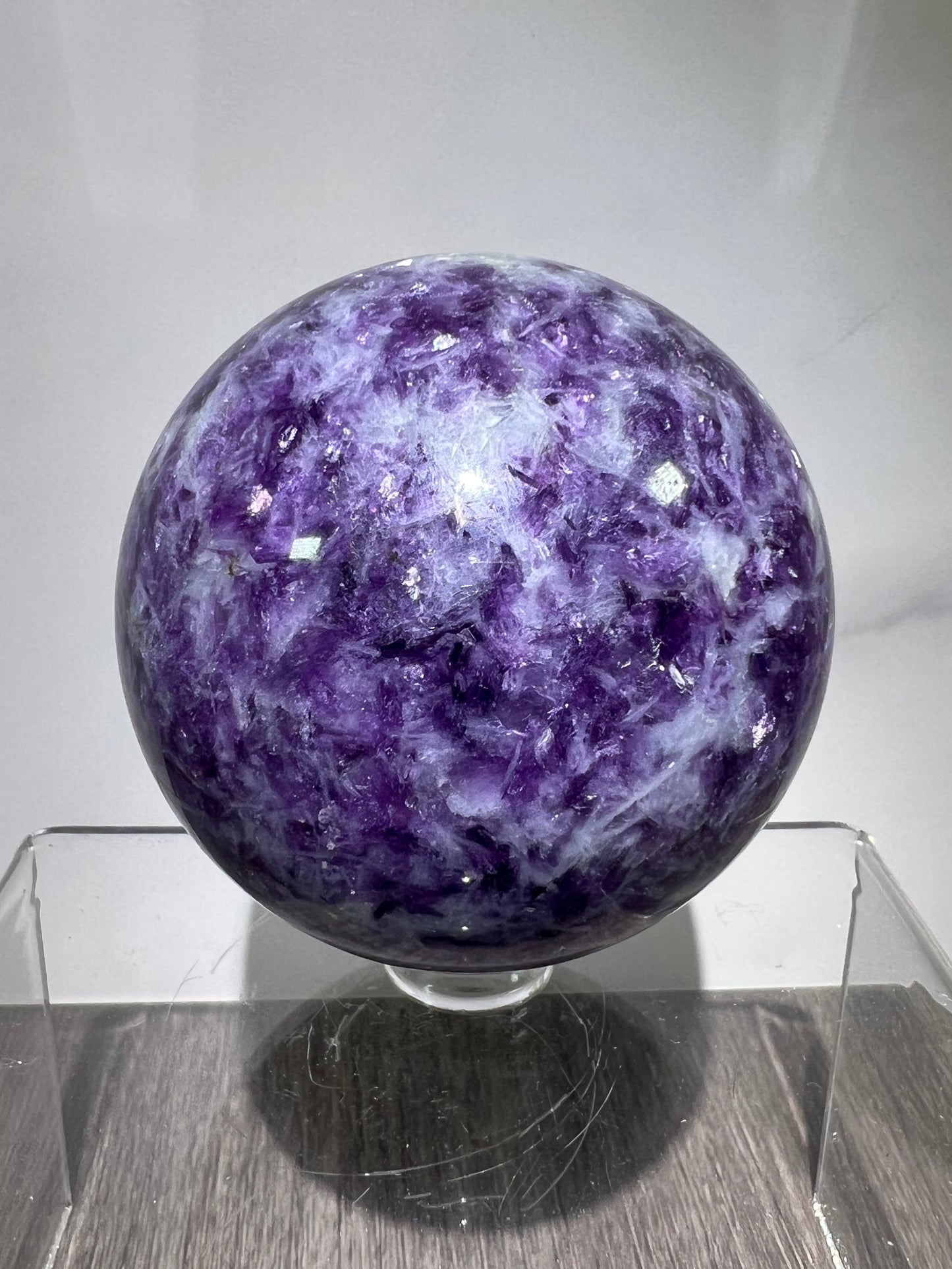 Lepidolite Purple Mica Sphere. 61mm. Gorgeous Flashy Mica Display Crystal.