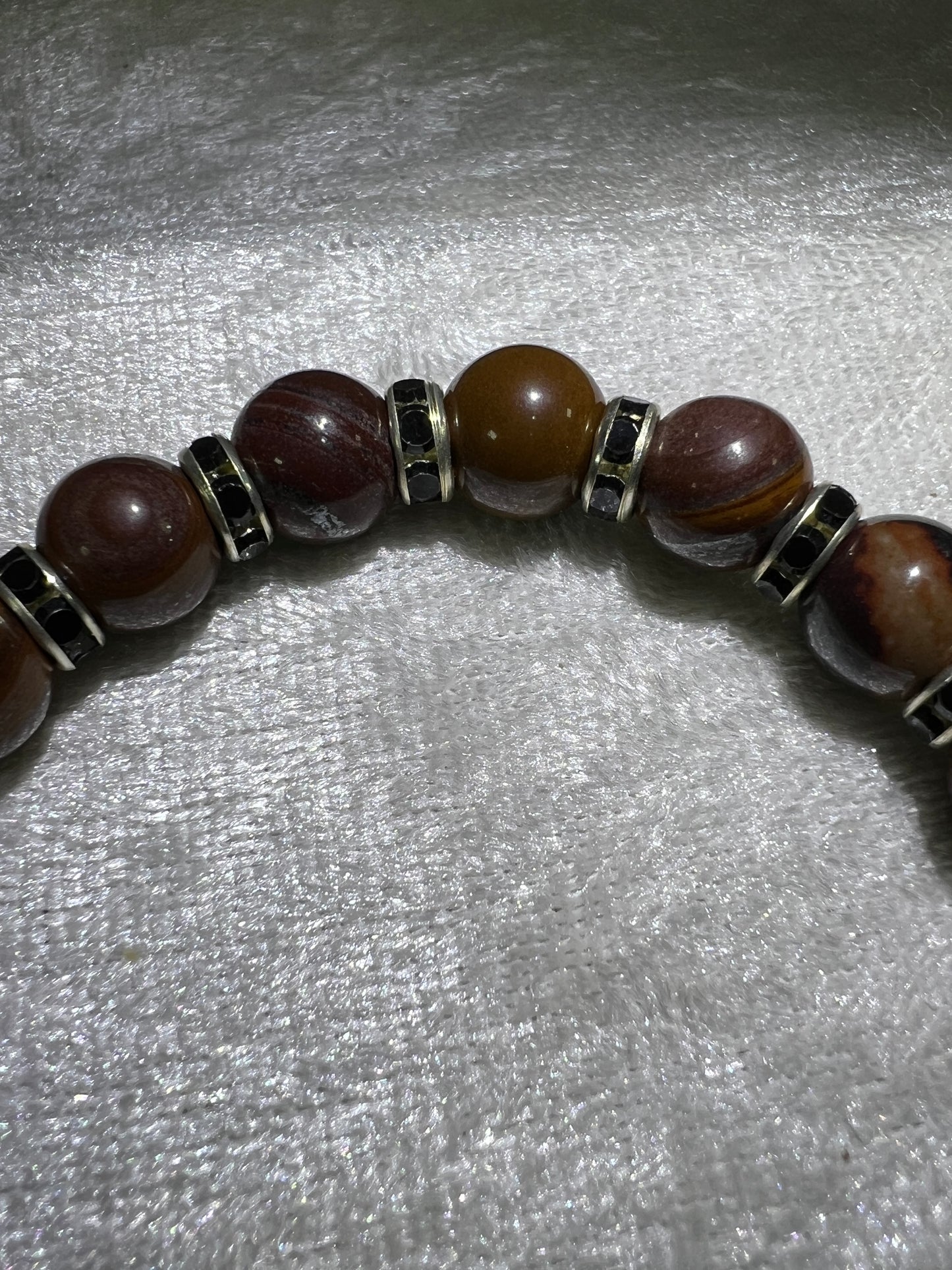 Tiger Iron Crystal Bead Bracelet. 10mm. Gorgeous Rare Crystal Bracelet With Amazing Spacers.