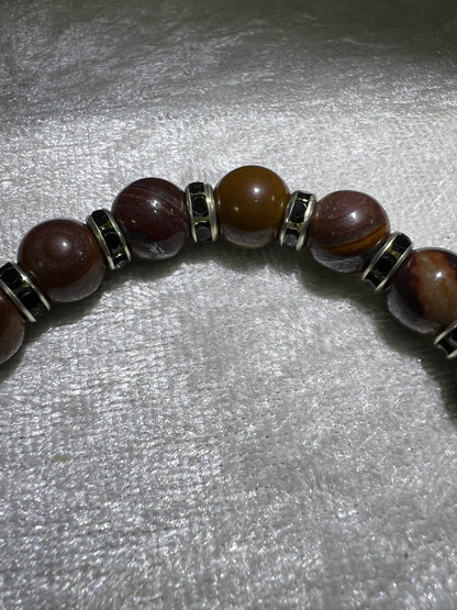 Tiger Iron Crystal Bead Bracelet. 10mm. Gorgeous Rare Crystal Bracelet With Amazing Spacers.