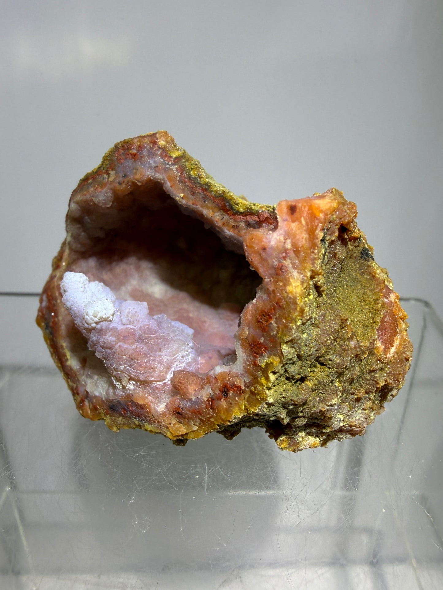 Pink Chalcedony Geode. High Quality Sugar Druzy Specimen From Morocco. Stunning Display Crystal