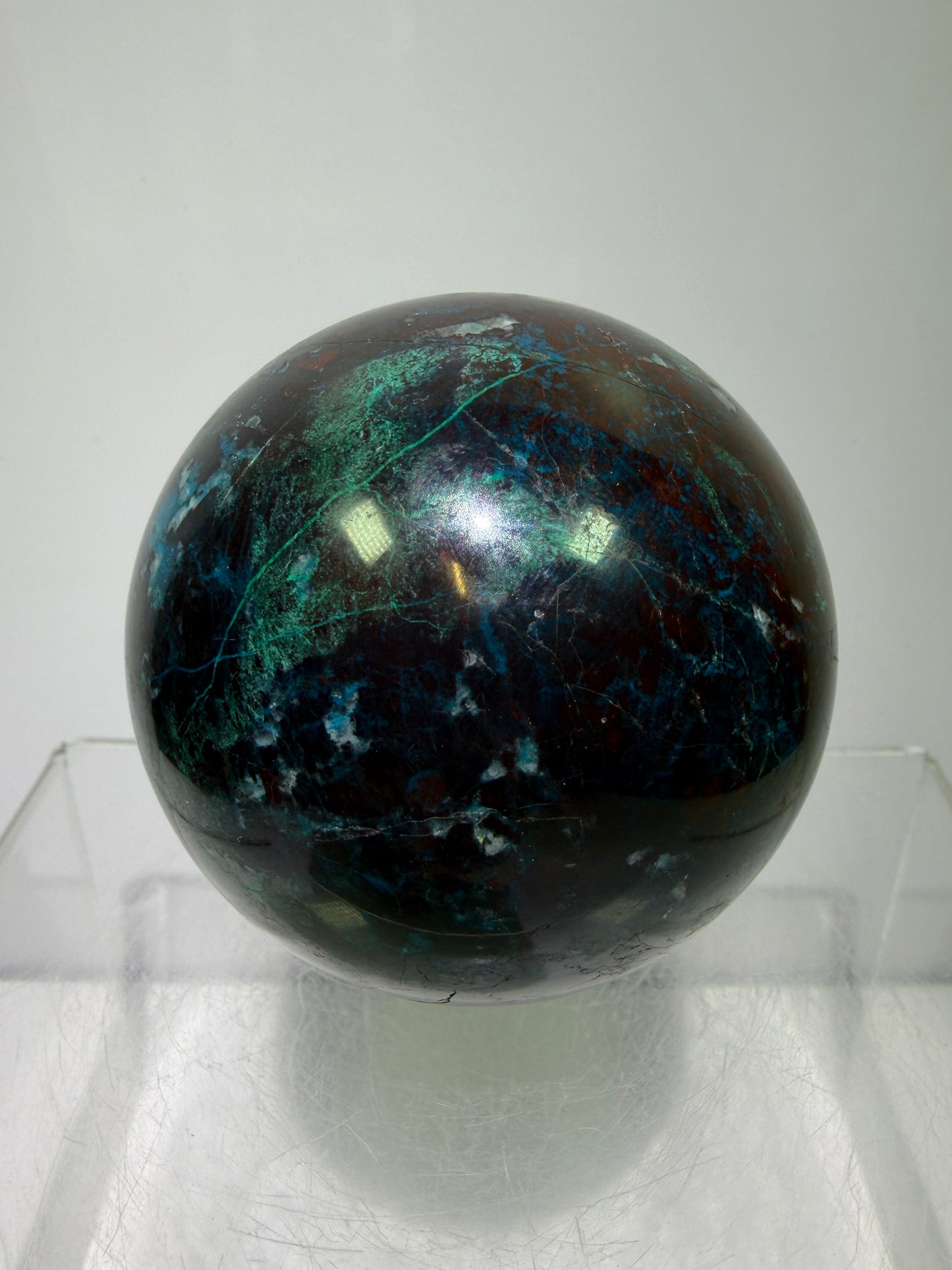 Shattuckite Crystal Sphere. 61mm. Gorgeous Mixed Mineral From Namibia. Very Rare And Special Display Crystal.