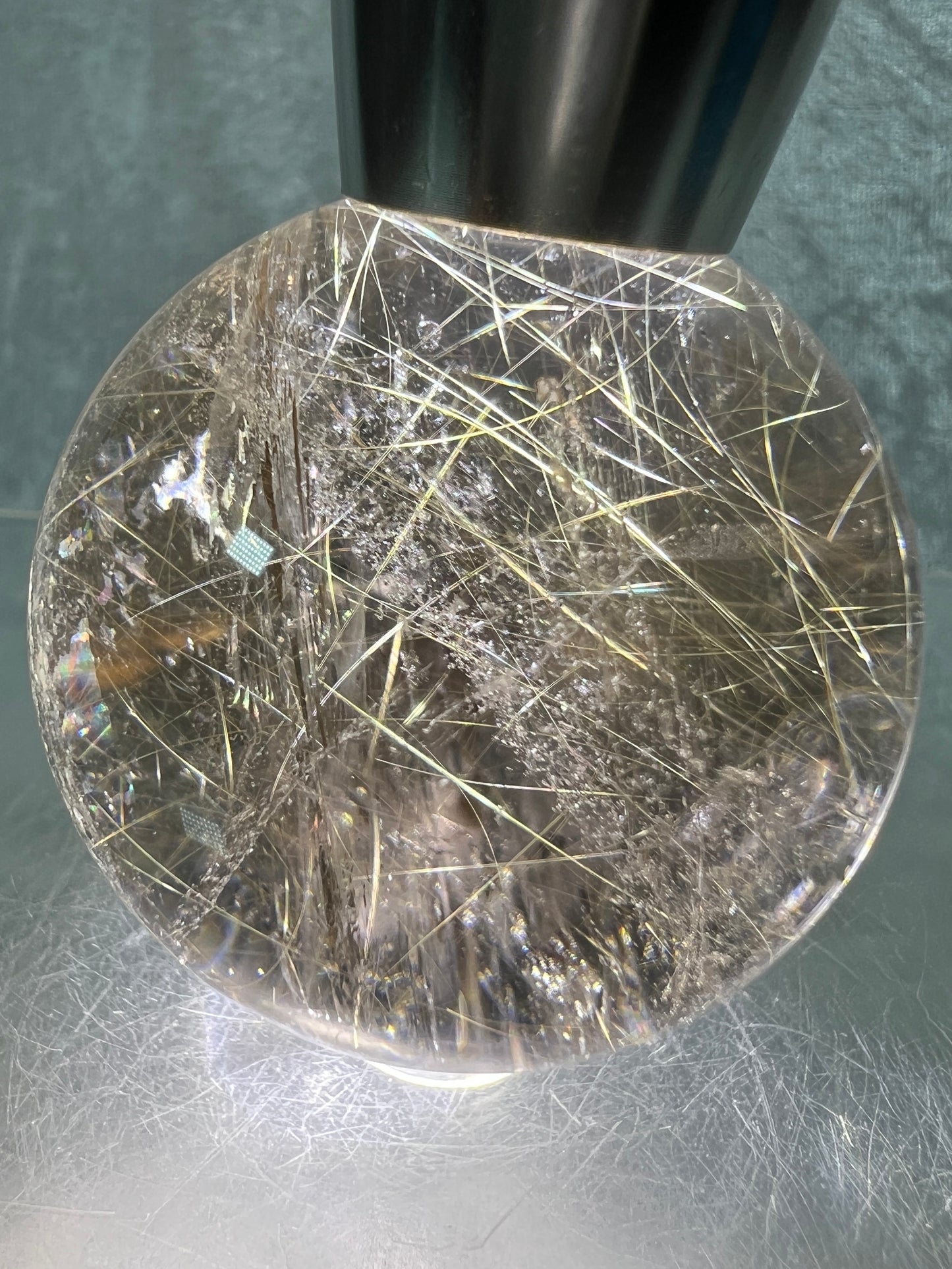 Rutile Quartz Sphere. Gorgeous Smoky Quartz With Stunning Golden Rutile Inclusions. High Quality Display Sphere.