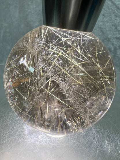 Rutile Quartz Sphere. Gorgeous Smoky Quartz With Stunning Golden Rutile Inclusions. High Quality Display Sphere.