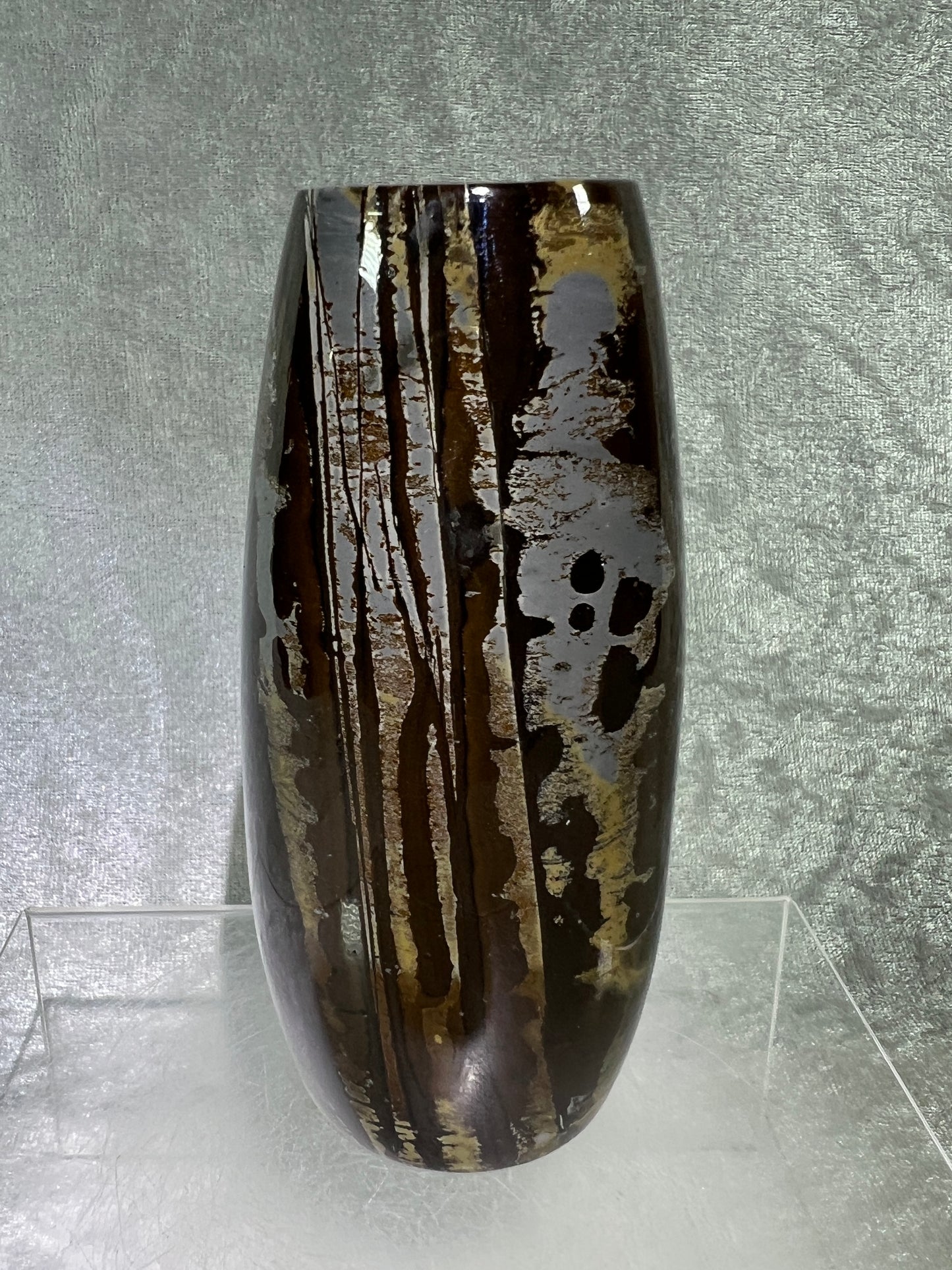 Picture Jasper Flower Vase. Gorgeous All Natural Scenic Jasper. Incredible Piece Of Art.