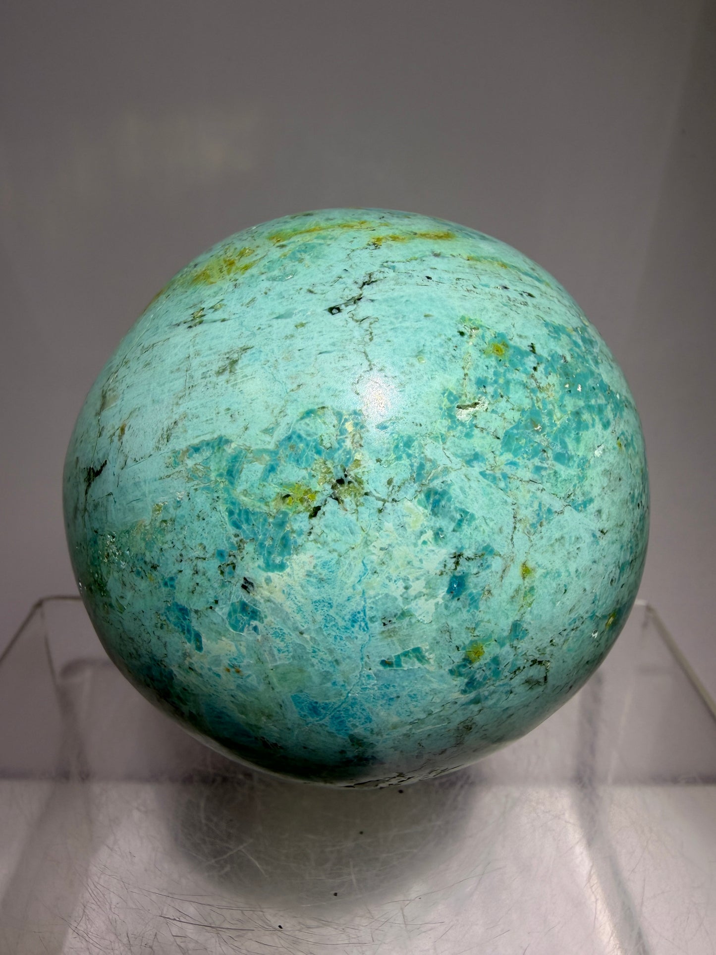 Chrysocolla Turquoise Sphere. 68mm. Beautiful Peruvian Turquoise. Amazing Display Sphere