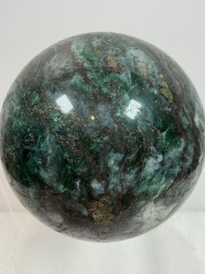 Atacamite And Pyrite Sphere. 60mm. High Quality Rare Sphere. Gorgeous Color Combination.