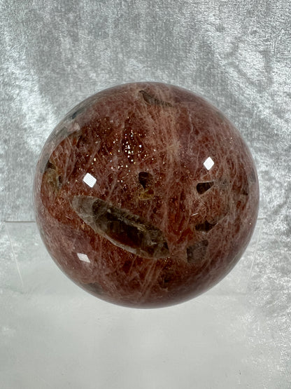 Sunstone Crystal Sphere. 76mm. Gorgeous Confetti Sunstone Sphere. High Quality Display Crystal