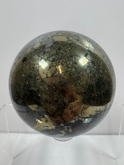 Pyrite And Purple Agate Sphere. 62mm. Beautiful Color Combination. Unique Display Sphere.