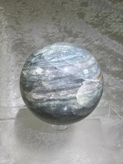 Calcite Blue Cloud Crystal Sphere. 72mm. Gorgeous Colors With Amazing Patterns.