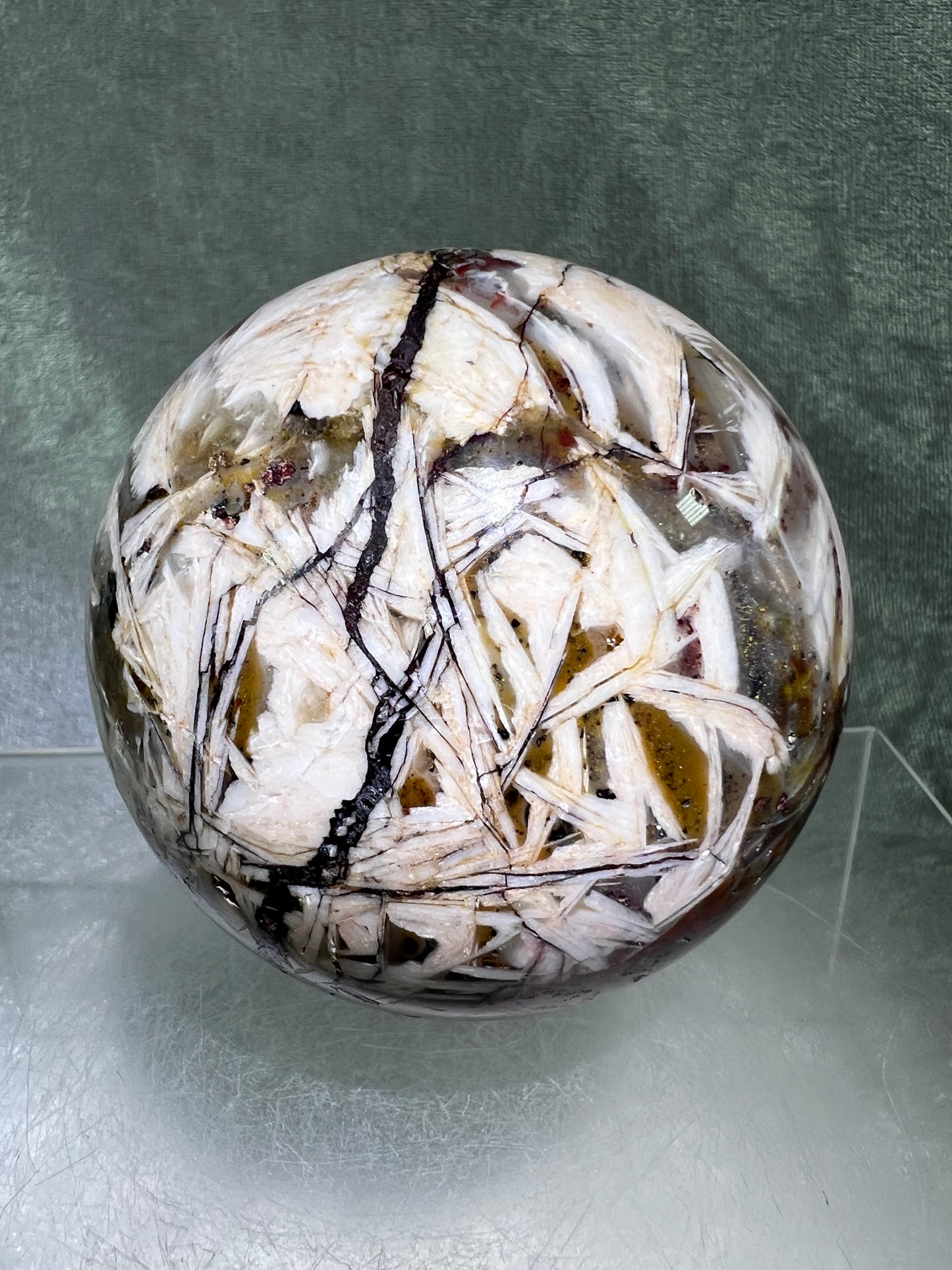 Mexican Crazy Lace Agate Sphere. 73mm. Very Rare Colors And Gorgeous Patterns.