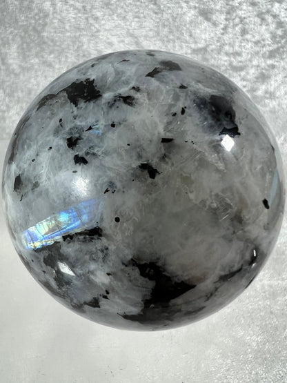 Rainbow Moonstone Sphere. 60mm. Gorgeous Rainbow And Blue Flash! High Quality Display Sphere