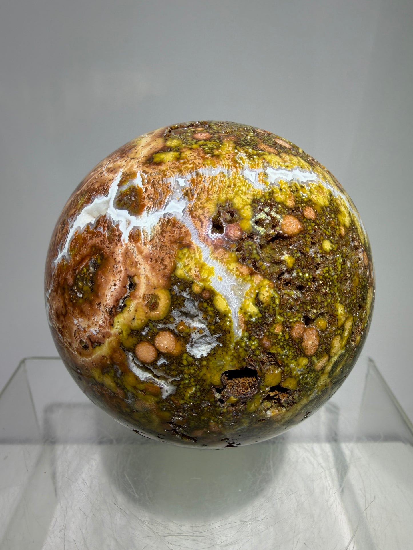 Ocean Jasper Sphere. 72mm. Very Flashy Druzy Sphere. High Quality Stunning Display Crystal
