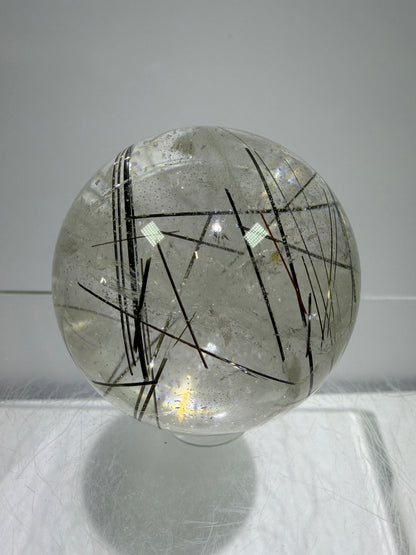Rutile Quartz Sphere. 43mm. Amazing Combination Of Gold, Copper, And Black Rutilated Quartz. Very Rare Display Sphere