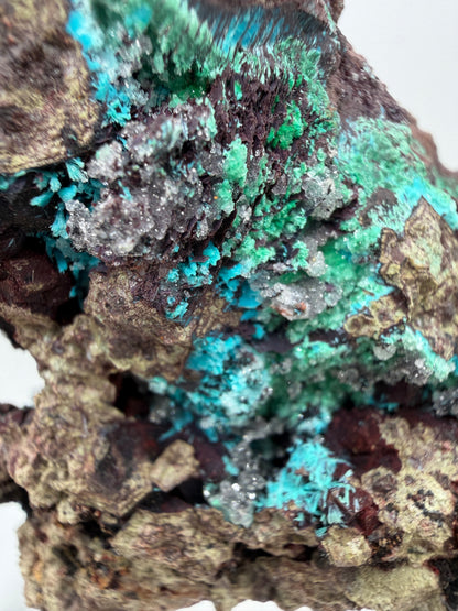 Rosasite And Malachite Specimen. Colorful High Quality Specimen From Mexico. Rare Mineral For Collections