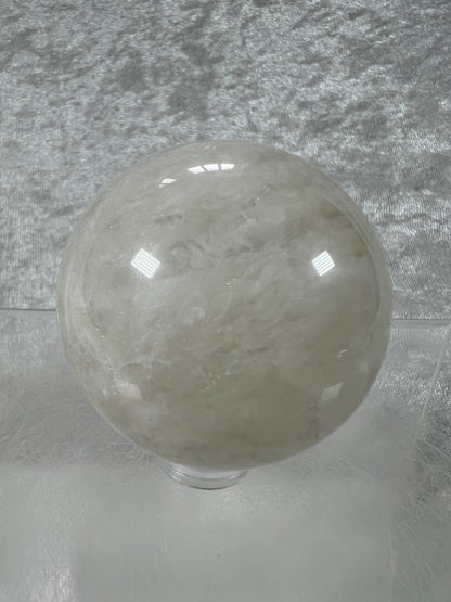 White Moonstone Crystal Sphere. Rare White Moonstone With Gorgeous Blue Flash. Nice Quality Display Sphere