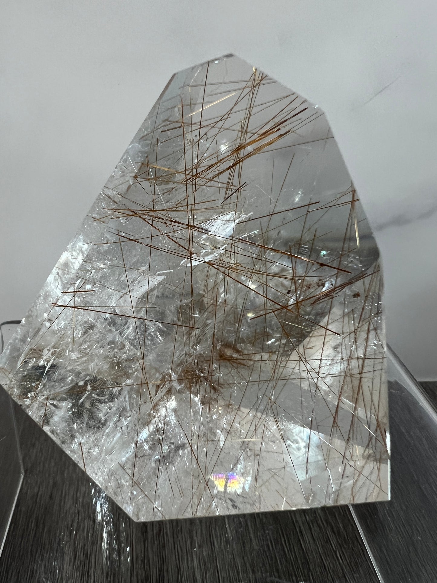 Rutile Quartz Polished Freeform. Stunning Copper And Gold Rutilated Quartz. High Quality Display Crystal