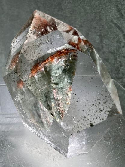 Garden Quartz Polished Freeform. Stunning Green And Orange Landscape Quartz. Incredible Standing Lodolite Freeform.