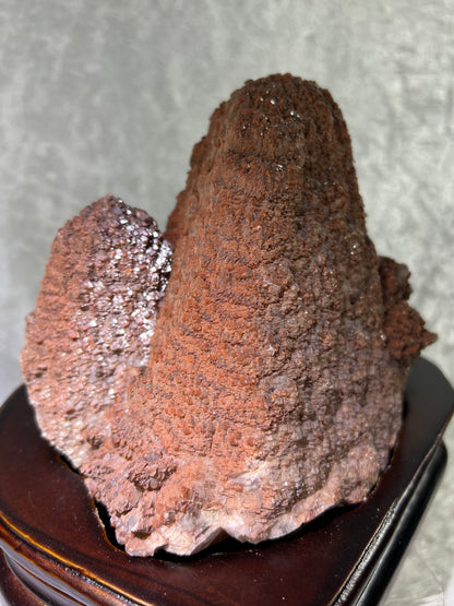 Red Pagoda Calcite With Hematite Inclusions. 5.3 lbs. Stunning Large Flashy Calcite Display Specimen. Includes Custom Wooden Stand