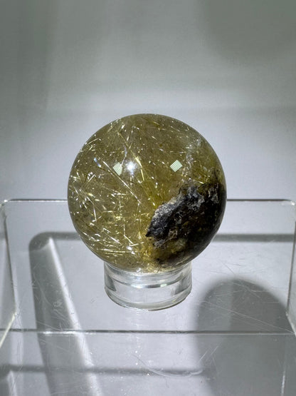 Rutile Quartz Sphere. Amazing Rare Rutile Flowers. Small But Mighty!