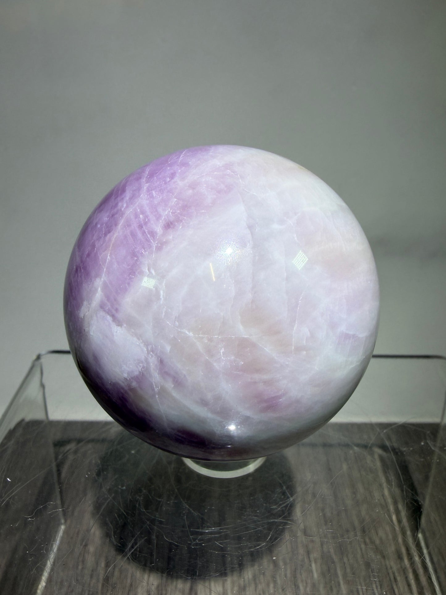 Kunzite Crystal Sphere. 50mm. Gorgeous Display Sphere. Beautiful Flash And UV Reactive