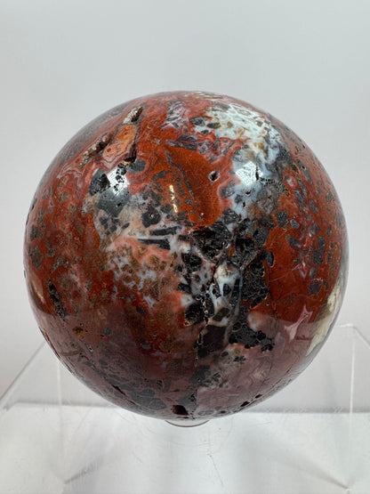Mexican Crazy Lace Agate Sphere. 78mm. Deep Rich Colors With Stunning Patterns. Large Display Sphere.