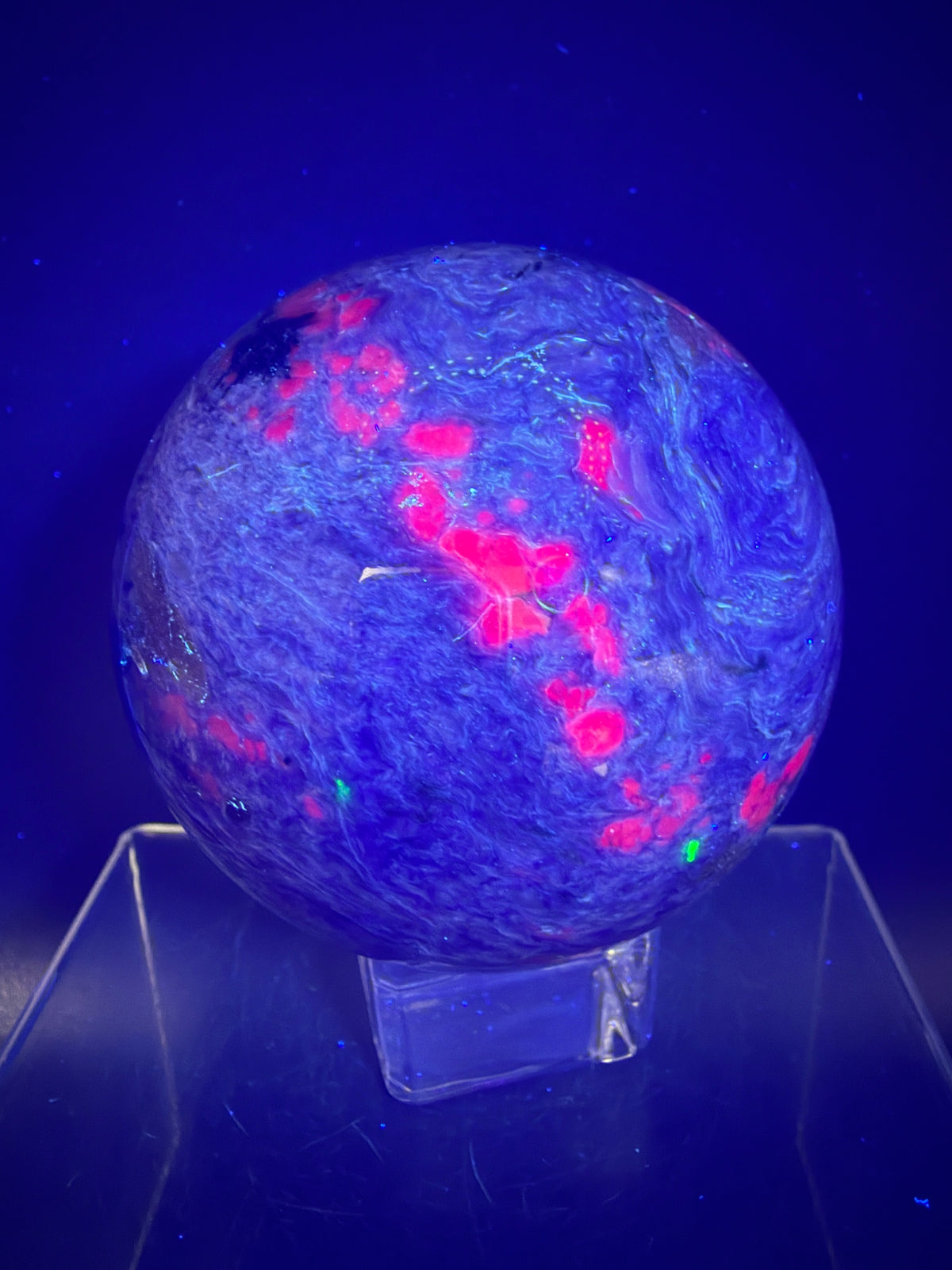 Charoite Crystal Sphere. 79mm. XL High Quality Stunning Crystal. Amazing Patterns And Flash. Gorgeous UV Reaction.