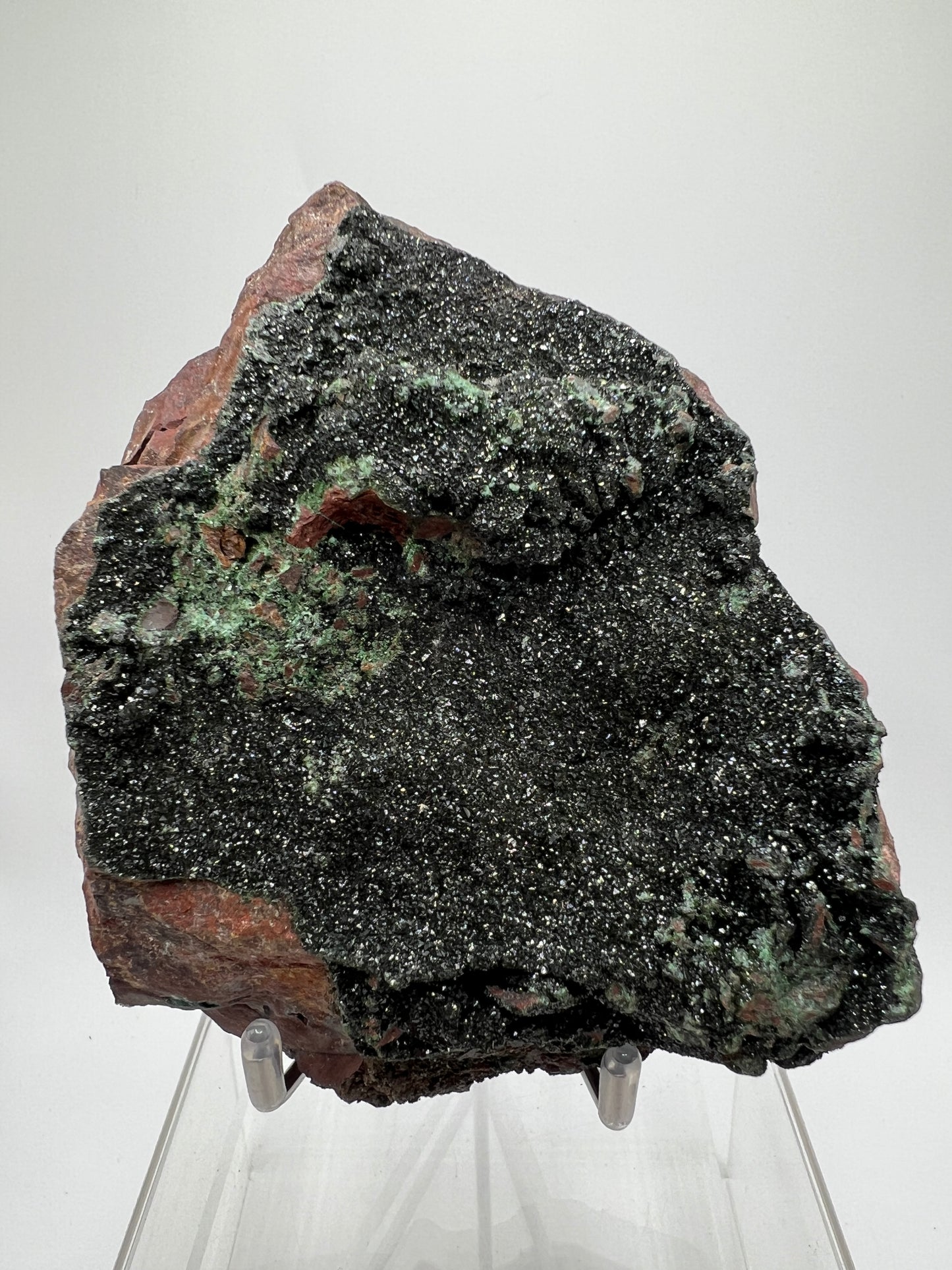 Libethenite Crystal Specimen. Rare Mineral Specimen With Malachite. Flashy Display Crystal