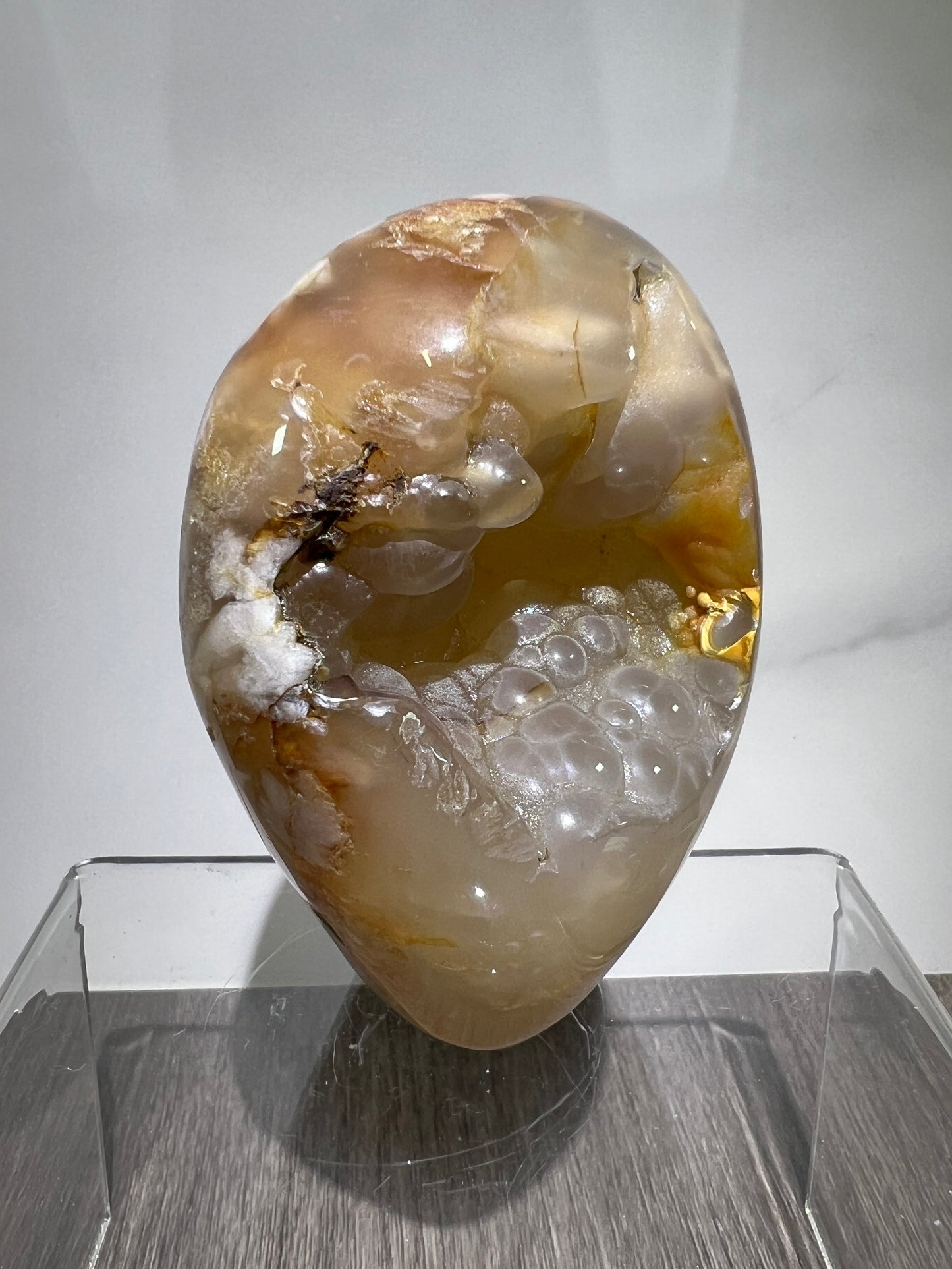 Flower Agate Freeform. Stunning Botryoidal Druzy. Very Unique Display Crystal.