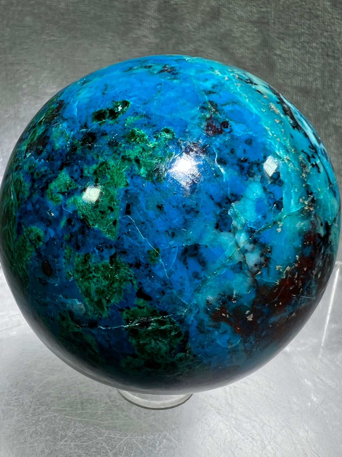 Chrysocolla Sphere From Peru. Stunning Vibrant Colors. Gorgeous High Quality Collectors Sphere